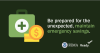 Graphic of an emergency supply kit and cash. Text reads: "Be Prepared for the Unexpected – Maintain Emergency Savings."