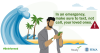 Graphic image of a person holding their cell phone with a tsunami in the background. Text reads: In an emergency, make sure to text, not call, your loved ones.