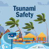 Tsunami Safety. A house in high winds near the ocean.